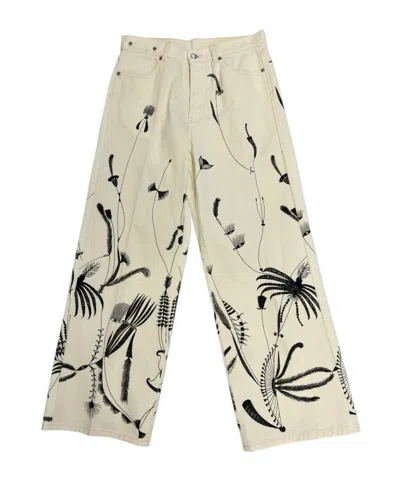 Dries Van Noten Denim Trousers With Belt Loops In Neutral