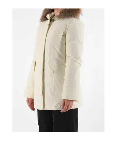 Woolrich Hooded Padded Parka Coat In White