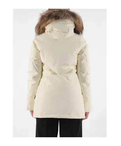 Woolrich Hooded Padded Parka Coat In White