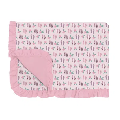 Kickee Ruffle Toddler Blanket In Shrinking Violet Flip Flops And Flowers