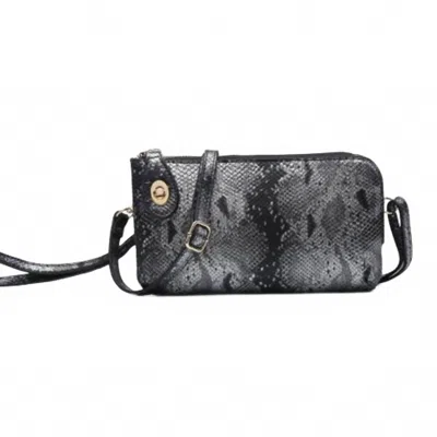 Jen & Co. Python Print Twist Lock Clutch Crossbody Wristlet In Grey