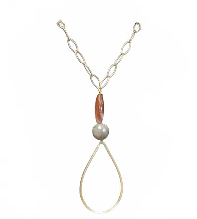 Triple Play Jewelry Women's Large Wire Teardrop Necklace In Gold