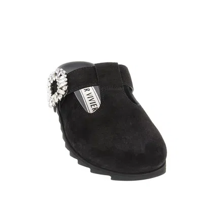 Roger Vivier 'slidy Viv'' Suede Leather Mules