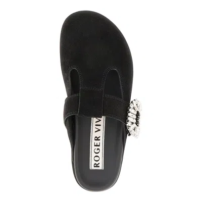 Roger Vivier 'slidy Viv'' Suede Leather Mules