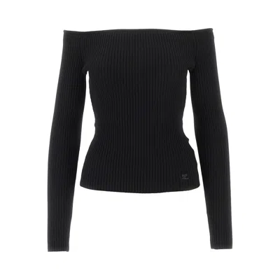 Courrèges Ribbed Off-the-shoulder Top In Black