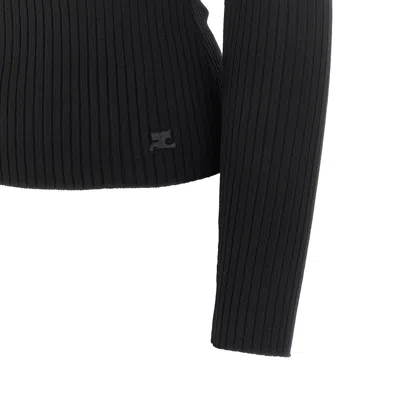 Courrèges Ribbed Off-the-shoulder Top In Black