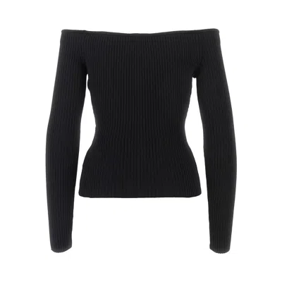 Courrèges Ribbed Off-the-shoulder Top In Black