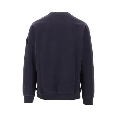 Stone Island Classic Round-neck Sweatshirt With Ribbed Cuffs In Blue