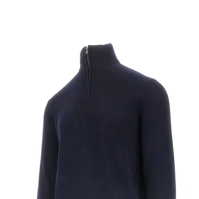Sease Ffle Half-zip Sweater In Blue
