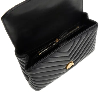 Pinko Foldover Quilted Shoulder Bag With Chain Strap In Black