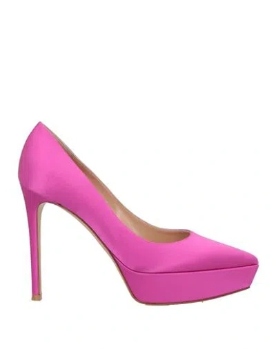 Gianvito Rossi Woman Pumps Fuchsia Size 7 Textile Fibers In Pink