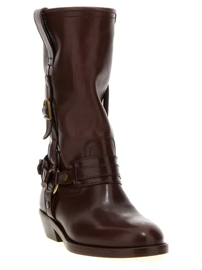 Isabel Marant 'heiko' Brown Ankle Boots With Buckle And Stud Embellishments In Brown