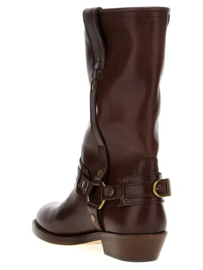 Isabel Marant 'heiko' Brown Ankle Boots With Buckle And Stud Embellishments In Brown
