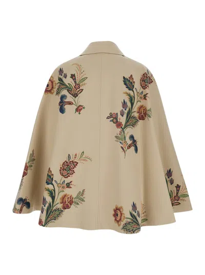 Etro Cape-style Trench Coat With Floral Print