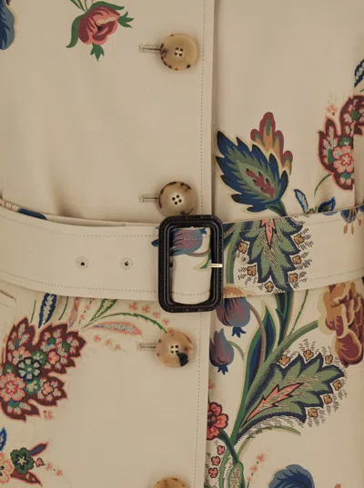 Etro Cape-style Trench Coat With Floral Print