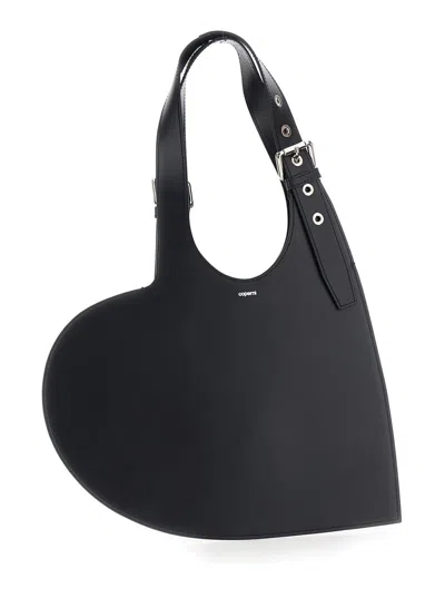 Coperni Heart-shaped Black Leather Bag With Single Shoulder Strap In Black