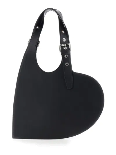 Coperni Heart-shaped Black Leather Bag With Single Shoulder Strap In Black