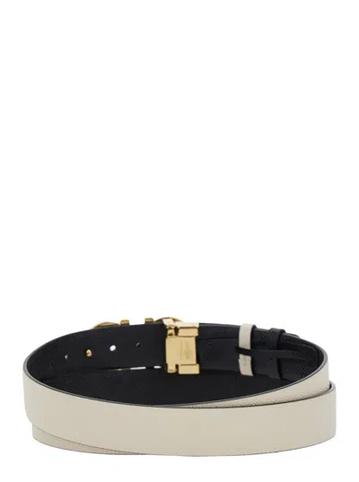 Ferragamo White Gancini Buckle Belt