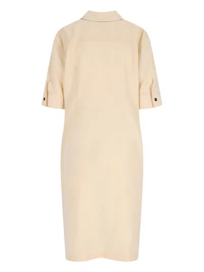 Jil Sander Short Sleeves Knee Length Dress In Neutral