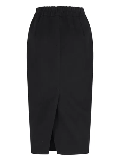 Rick Owens Black Concordians Zipped Short Pillar Midi Skirt In Black