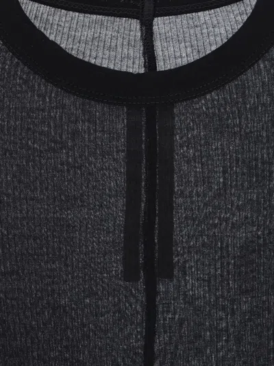 Rick Owens Ribbed Long-sleeve Top With Signature Back Stitching In Black
