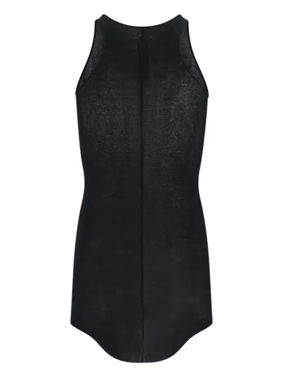 Rick Owens Viscose And Silk Tank Top In Black