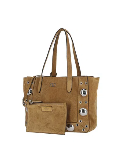 Valentino Eyelet-embellished Suede Tote Bag