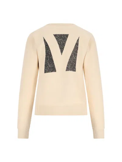 Valentino Graphic Print Cotton Sweatshirt With Raglan Sleeves In Neutral