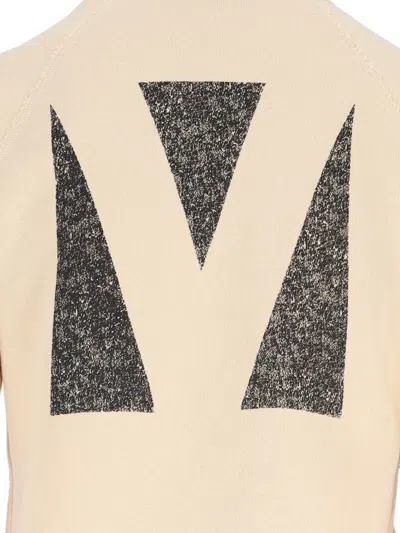 Valentino Graphic Print Cotton Sweatshirt With Raglan Sleeves In Neutral