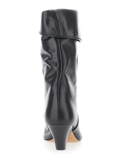 Isabel Marant Dalby Black Ankle Boots With Cone Heel And Gathered Details In Leather Woman