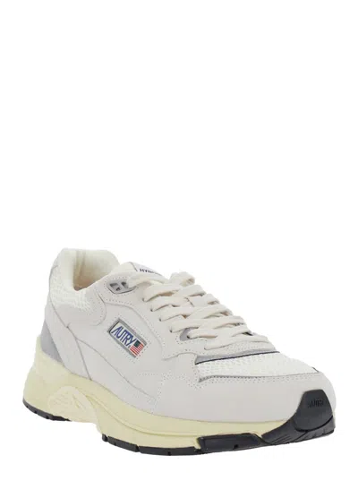 Autry White And Silver Leather Hyperway Sneakers In White