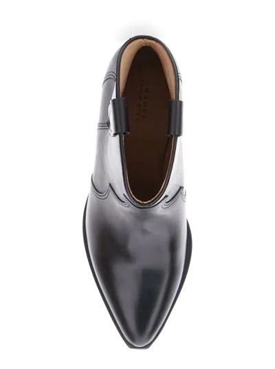 Isabel Marant Dewina Black Slip-on Ankle Boots With Low Block Heel In Leather Woman In Black