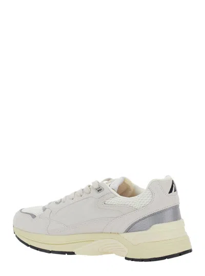 Autry White And Silver Leather Hyperway Sneakers In White