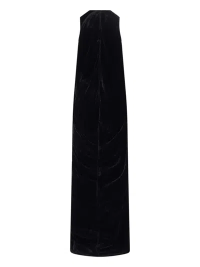 Rick Owens Velvet Sleeveless Floor-length Dress In Black