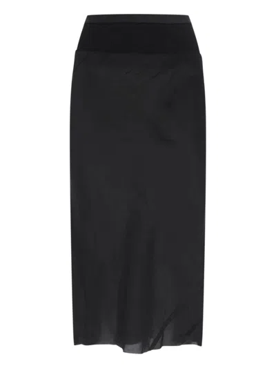 Rick Owens Cupro Midi Skirt In Black