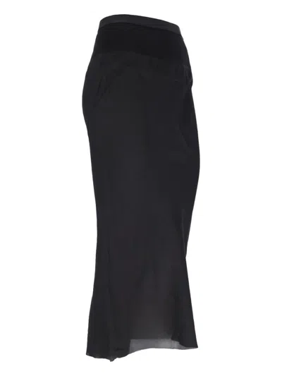 Rick Owens Cupro Midi Skirt In Black