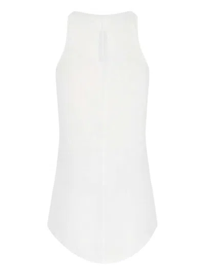 Rick Owens Top With Curved Hem And Ribbed Sleeves In White