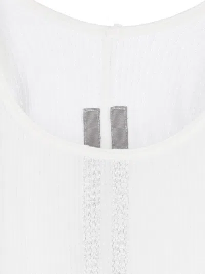 Rick Owens Top With Curved Hem And Ribbed Sleeves In White