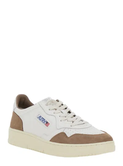 Autry Medalist Low Sneakers In Goatskin And Suede In Multi
