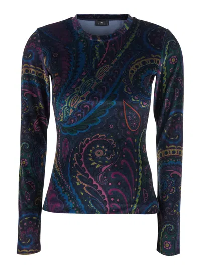 Etro Velvet Top In Blue