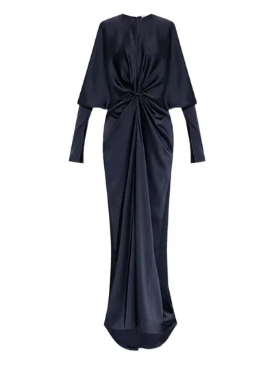 Stella Mccartney Draped Knot Long Sleeve Wrap Dress In Blue