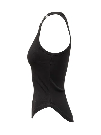 Courrèges Buckle 90s Rib Tank Top In Black