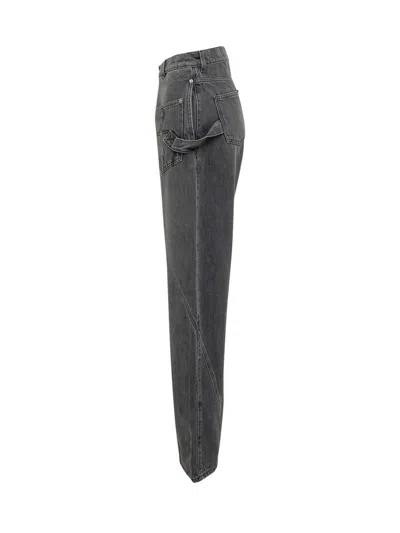 Jw Anderson J. W. Anderson Wide-leg Twisted Design Denim Pants In Gray