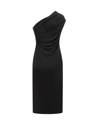 Tom Ford Mini Dress One Shoulder Crystal Brooch In Black