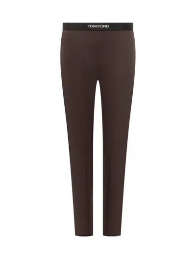 Tom Ford Lustrous Jersey Signature Leggings In Brown