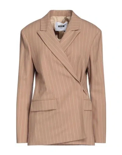 Msgm Pinstripe Single-breasted Blazer In Brown