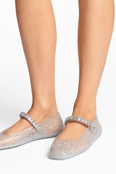Jimmy Choo Jelly Ballerina Flats In Clear