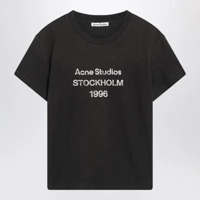 Acne Studios Faded Black Cotton T-shirt With Logo Women