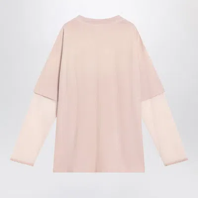 Acne Studios Pink Violet Layered T-shirt With Print In Pink