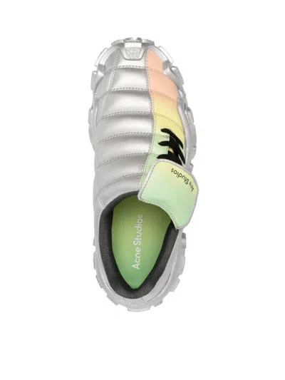 Acne Studios Laminated Faux Leather Sneakers In Silver
